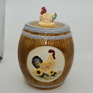 Large Farmhouse Kitchen Barrel Rooster Cookie Jar Heartfelt Kitchen 2002